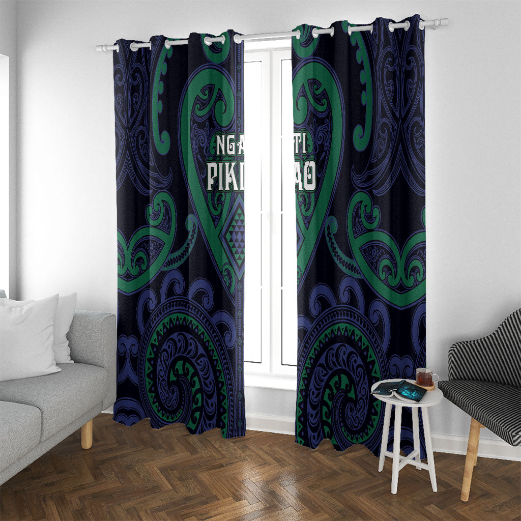 Aotearoa Ngati Pikiao Window Curtain Maori Tribal Pattern LT05 With Grommets Green - Polynesian Pride