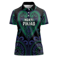 Custom Aotearoa Ngati Pikiao Women Polo Shirt Maori Tribal Pattern LT05 Female Green - Polynesian Pride