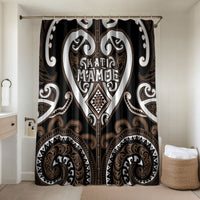 Aotearoa Kati Mamoe Bathroom Set Maori Tribal Pattern LT05 Shower Curtain Only Brown - Polynesian Pride