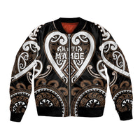 Custom Aotearoa Kati Mamoe Bomber Jacket Maori Tribal Pattern LT05 Unisex Brown - Polynesian Pride