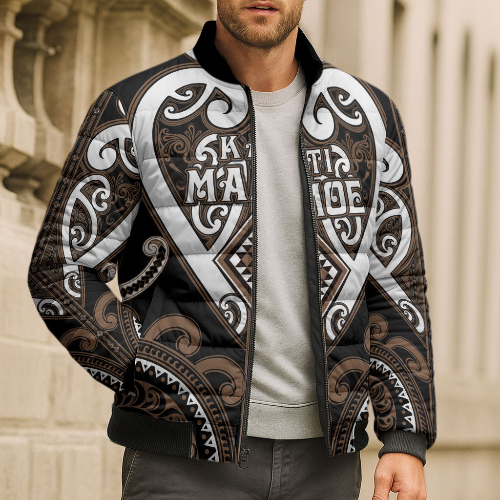 Custom Aotearoa Kati Mamoe Bomber Puffer Jacket Maori Tribal Pattern LT05 - Polynesian Pride