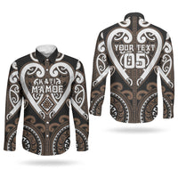 Custom Aotearoa Kati Mamoe Couples Matching Off Shoulder Maxi Dress and Long Sleeve Button Shirt Maori Tribal Pattern LT05 - Polynesian Pride
