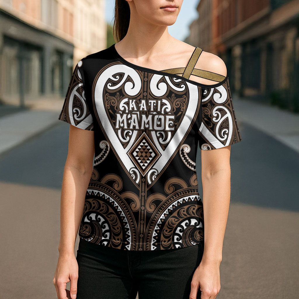 Custom Aotearoa Kati Mamoe Cross Shoulder Shirt Maori Tribal Pattern LT05 - Polynesian Pride