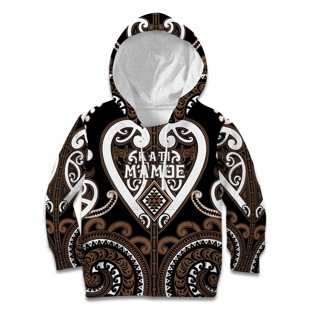 Custom Aotearoa Kati Mamoe Kid Hoodie Maori Tribal Pattern