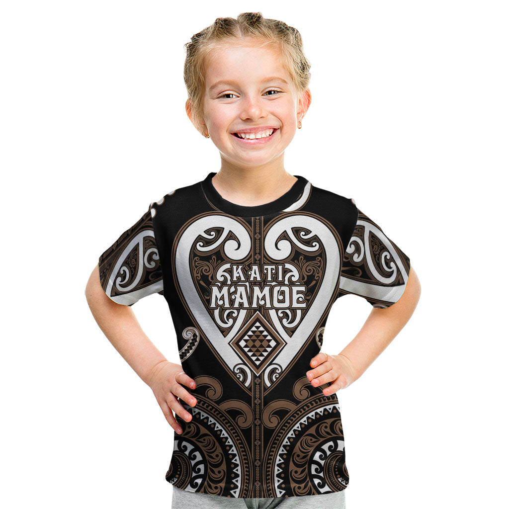 Custom Aotearoa Kati Mamoe Kid T Shirt Maori Tribal Pattern