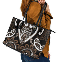 Aotearoa Kati Mamoe Leather Tote Bag Maori Tribal Pattern LT05 - Polynesian Pride