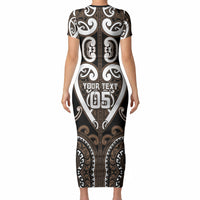Custom Aotearoa Kati Mamoe Short Sleeve Bodycon Dress Maori Tribal Pattern LT05 - Polynesian Pride