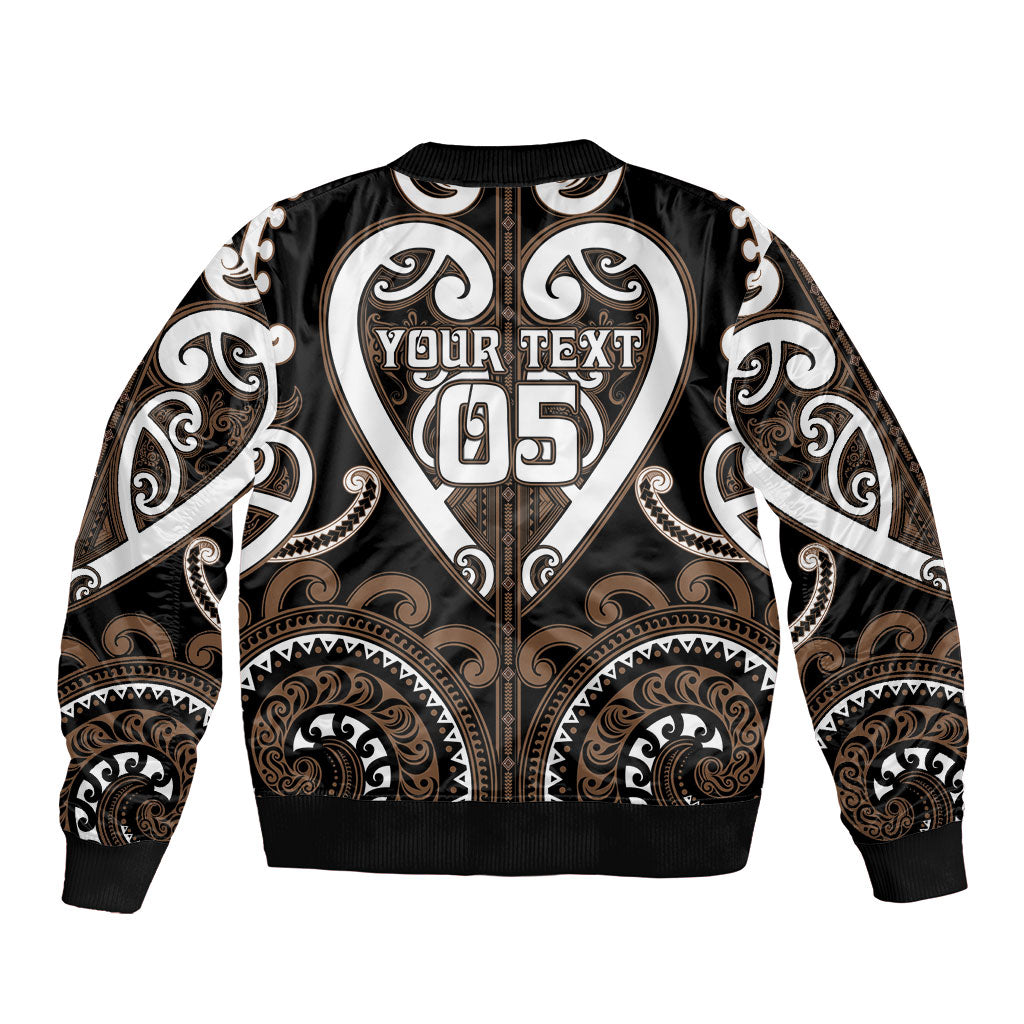 Custom Aotearoa Kati Mamoe Sleeve Zip Bomber Jacket Maori Tribal Pattern LT05 - Polynesian Pride