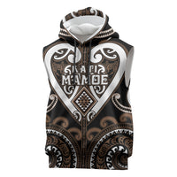 Custom Aotearoa Kati Mamoe Sleeveless Hoodie Maori Tribal Pattern LT05 Brown - Polynesian Pride