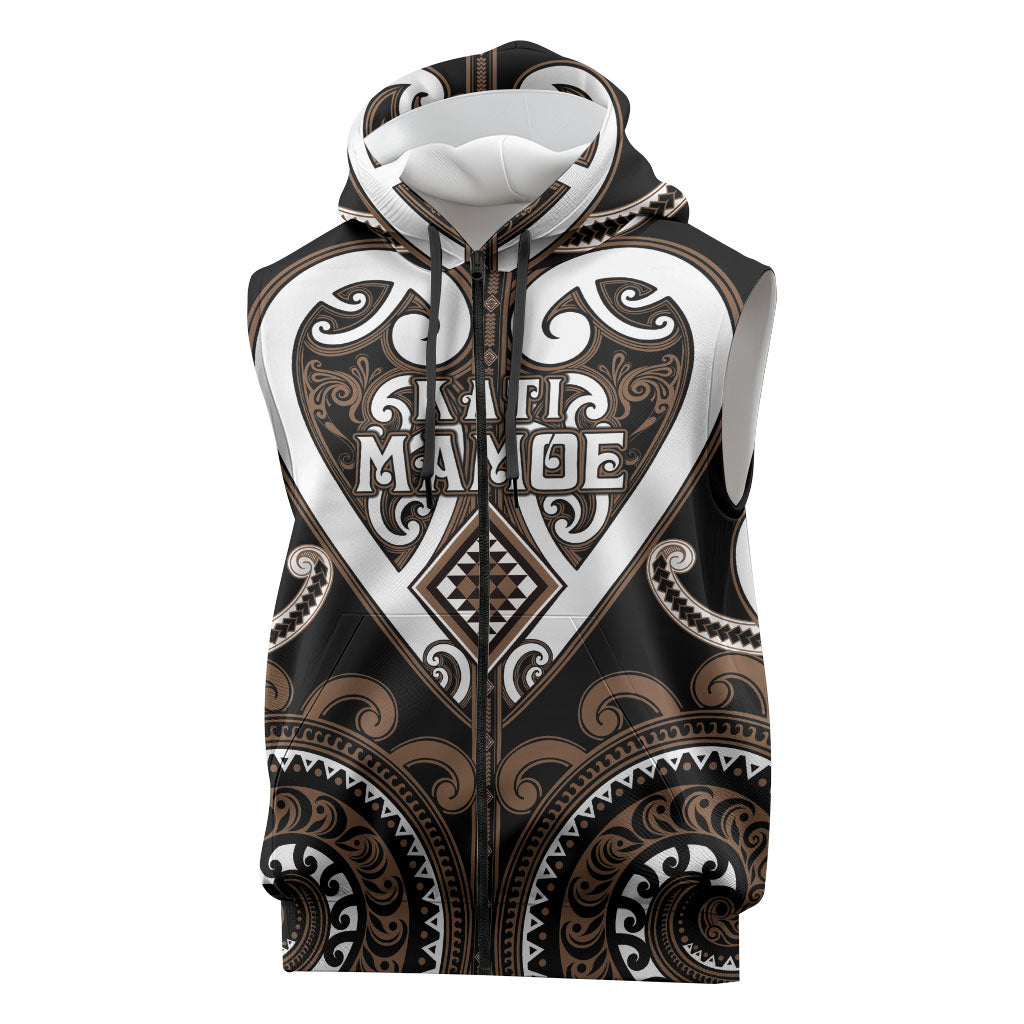 Custom Aotearoa Kati Mamoe Sleeveless Zip Hoodie Maori Tribal Pattern