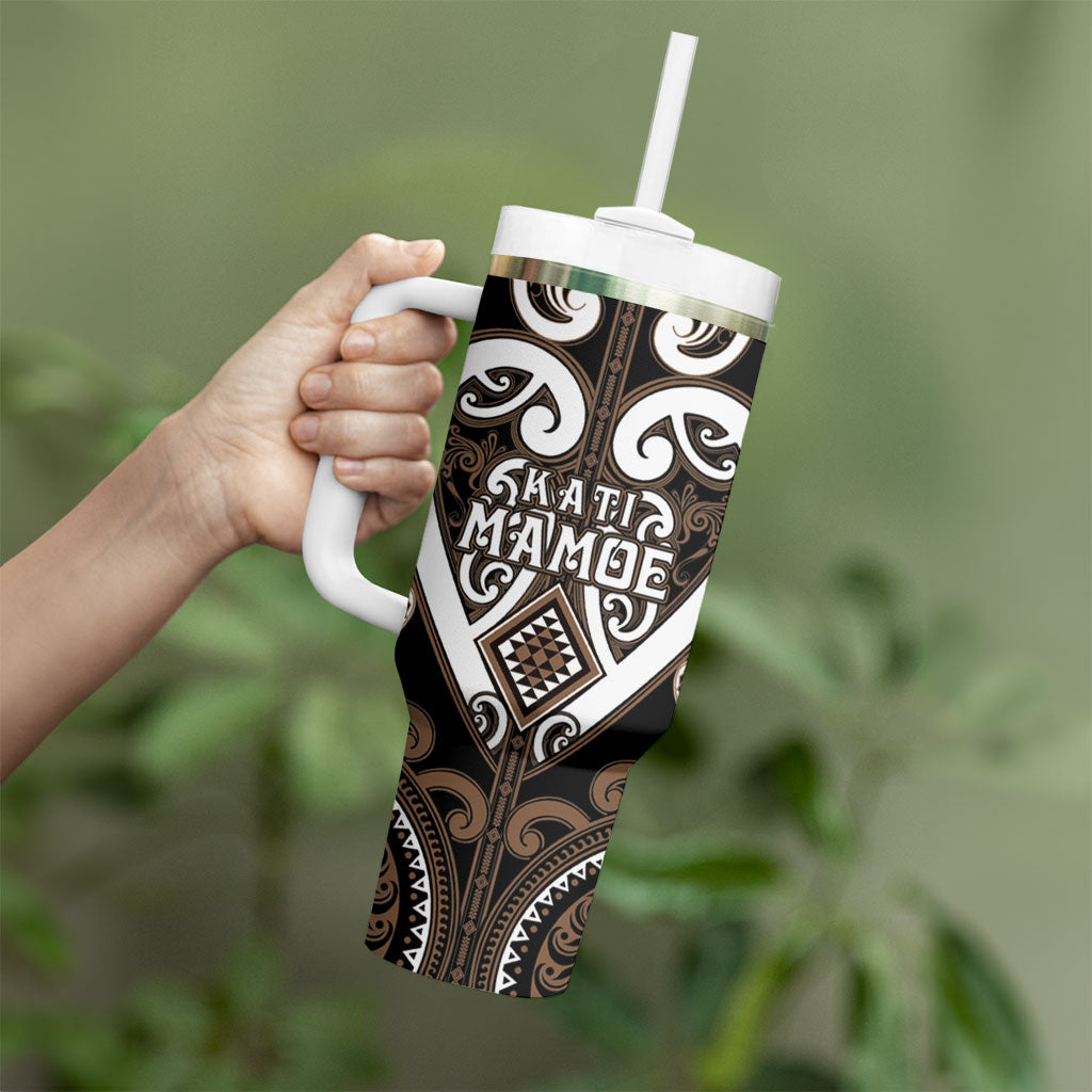 Custom Aotearoa Kati Mamoe Tumbler With Handle Maori Tribal Pattern LT05 - Polynesian Pride
