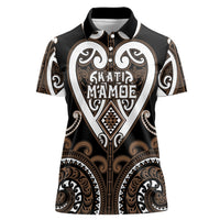 Custom Aotearoa Kati Mamoe Women Polo Shirt Maori Tribal Pattern LT05 Female Brown - Polynesian Pride