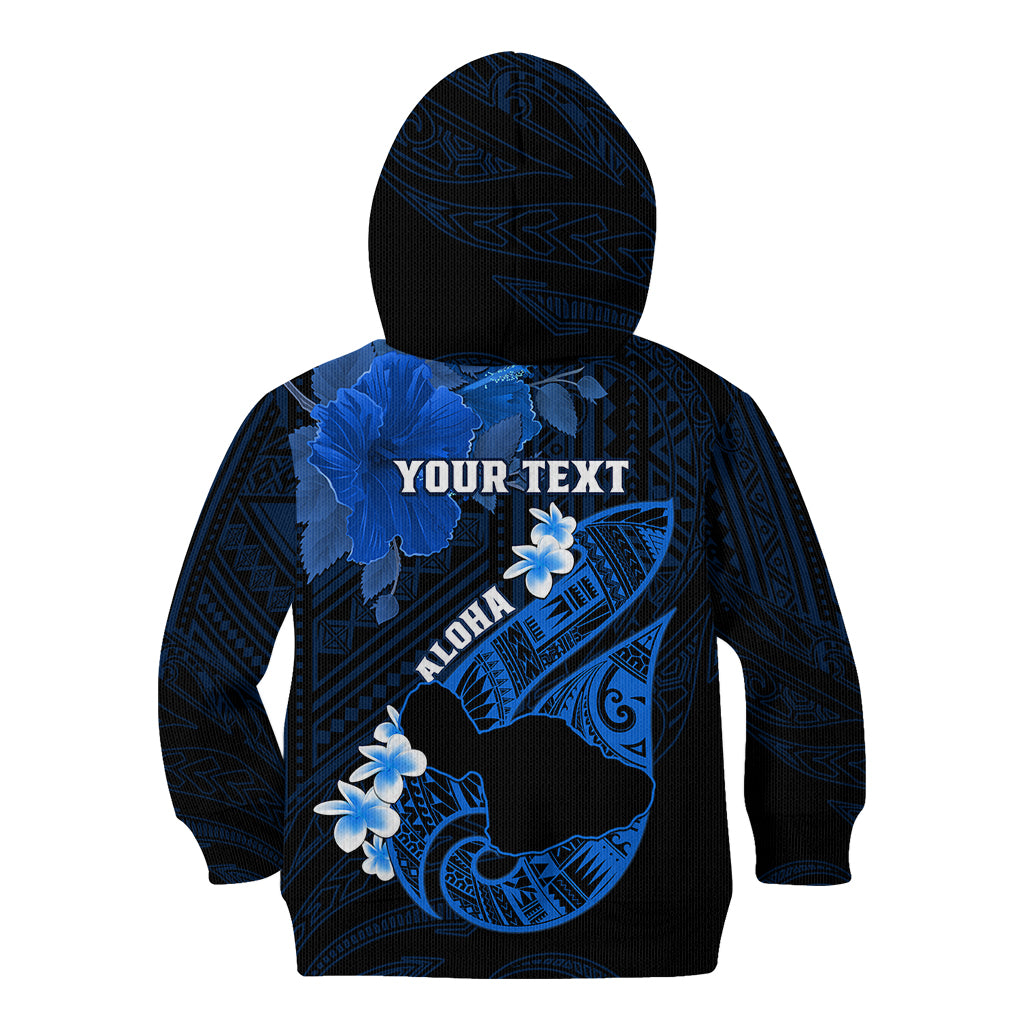 Personalized Hawaii Maui Kid Hoodie Polynesian Fish Hook Hibiscus Blue Version LT05 - Polynesian Pride