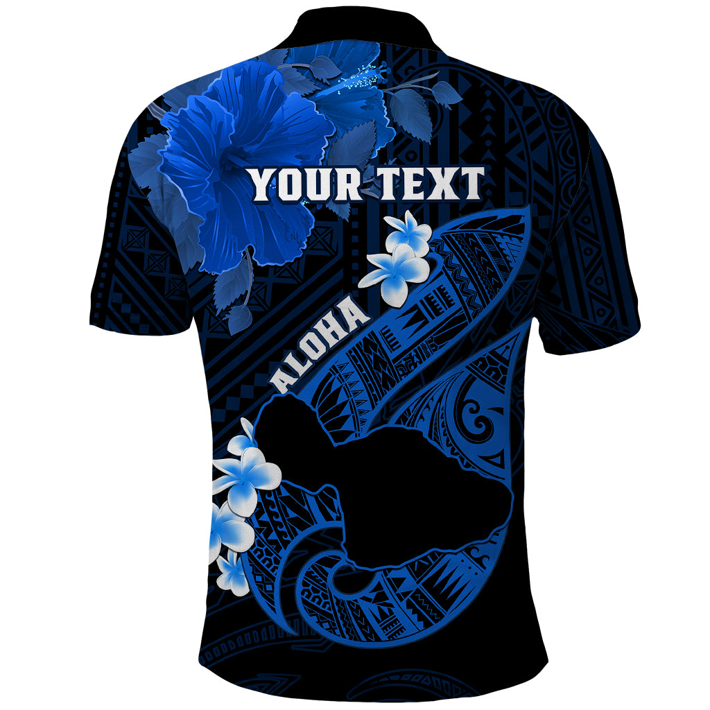 Personalized Hawaii Maui Polo Shirt Polynesian Fish Hook Hibiscus Blue Version LT05 - Polynesian Pride