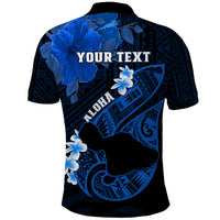 Personalized Hawaii Maui Polo Shirt Polynesian Fish Hook Hibiscus Blue Version LT05 - Polynesian Pride