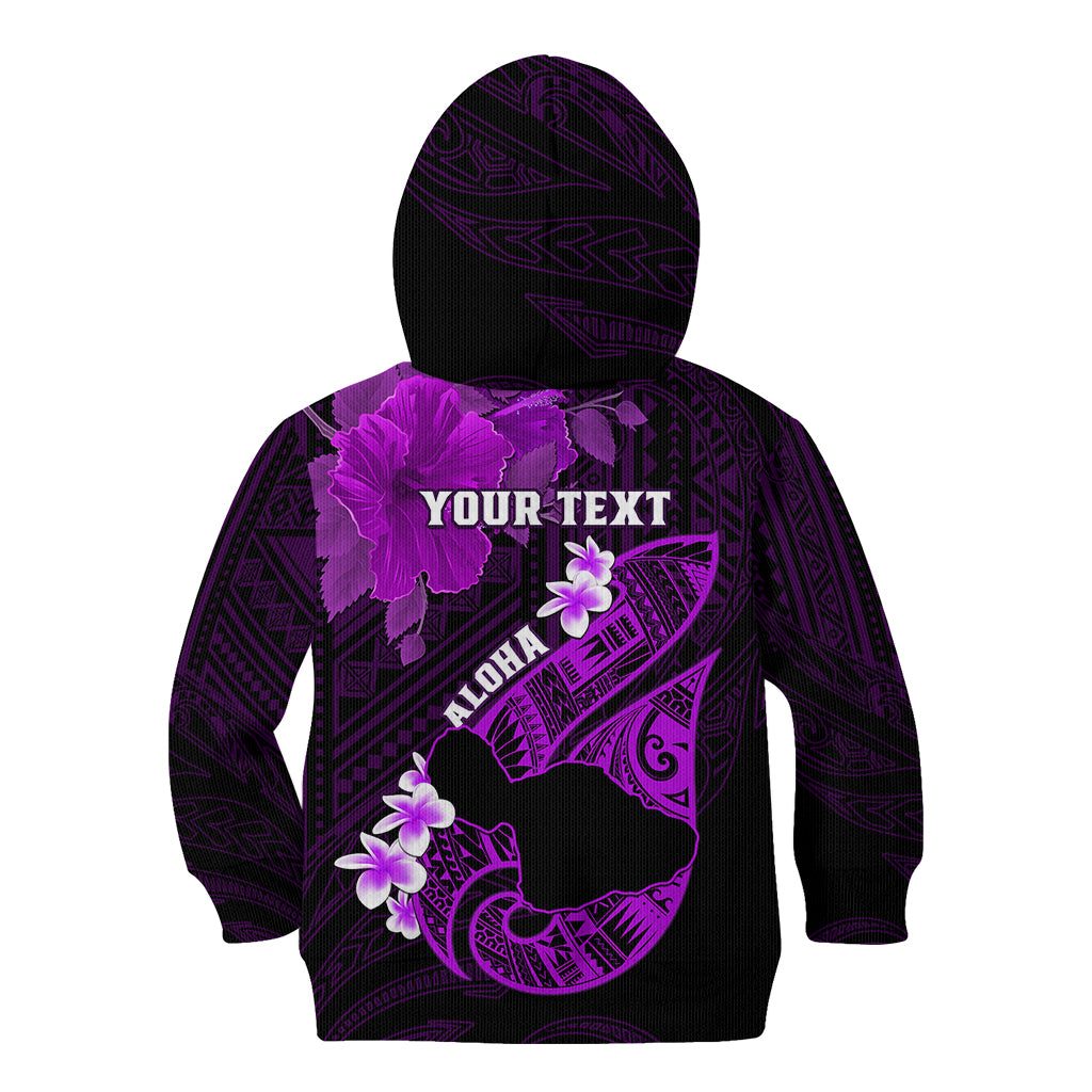 Personalized Hawaii Maui Kid Hoodie Polynesian Fish Hook Hibiscus Purple Version LT05 - Polynesian Pride