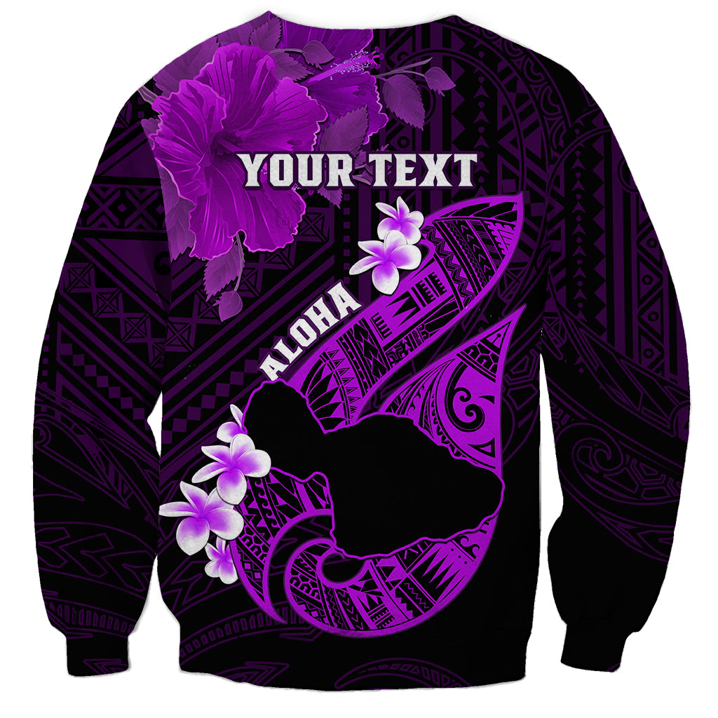 Personalized Hawaii Maui Sweatshirt Polynesian Fish Hook Hibiscus Purple Version LT05 - Polynesian Pride
