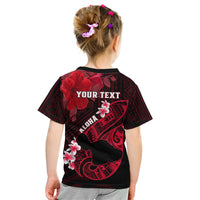 Personalized Hawaii Maui Kid T Shirt Polynesian Fish Hook Hibiscus Red Version LT05 - Polynesian Pride