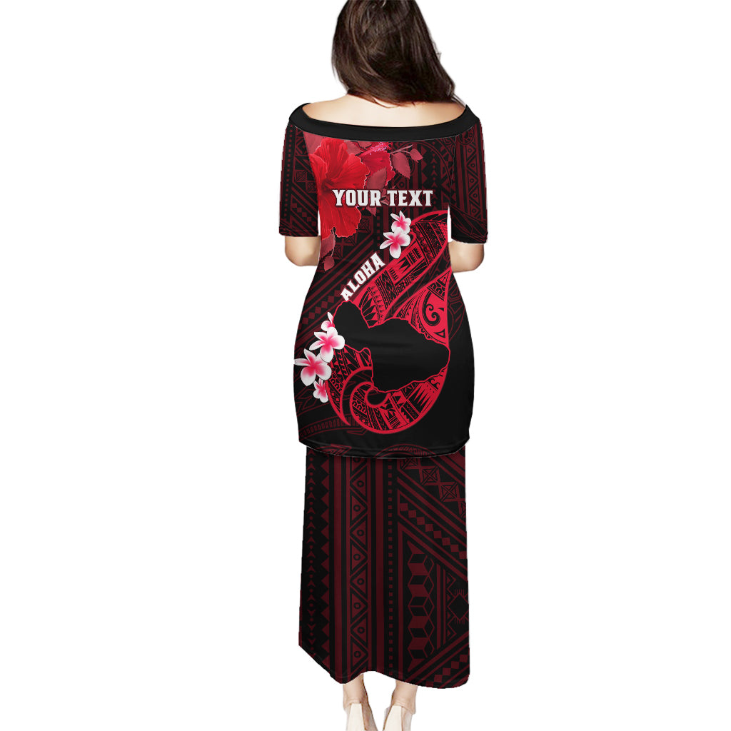 Personalized Hawaii Maui Puletasi Polynesian Fish Hook Hibiscus Red Version LT05 - Polynesian Pride