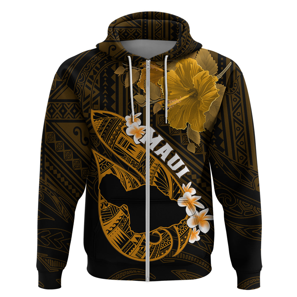 Personalized Hawaii Maui Hoodie Polynesian Fish Hook Hibiscus Gold Version LT05 - Polynesian Pride