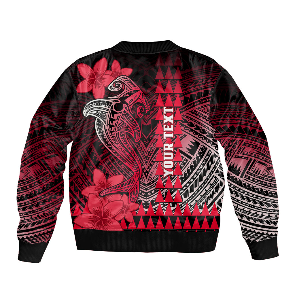 Personalized Hawaii Bomber Jacket Hammerhead Shark Kakau Polynesian Tribal Red LT05 - Polynesian Pride