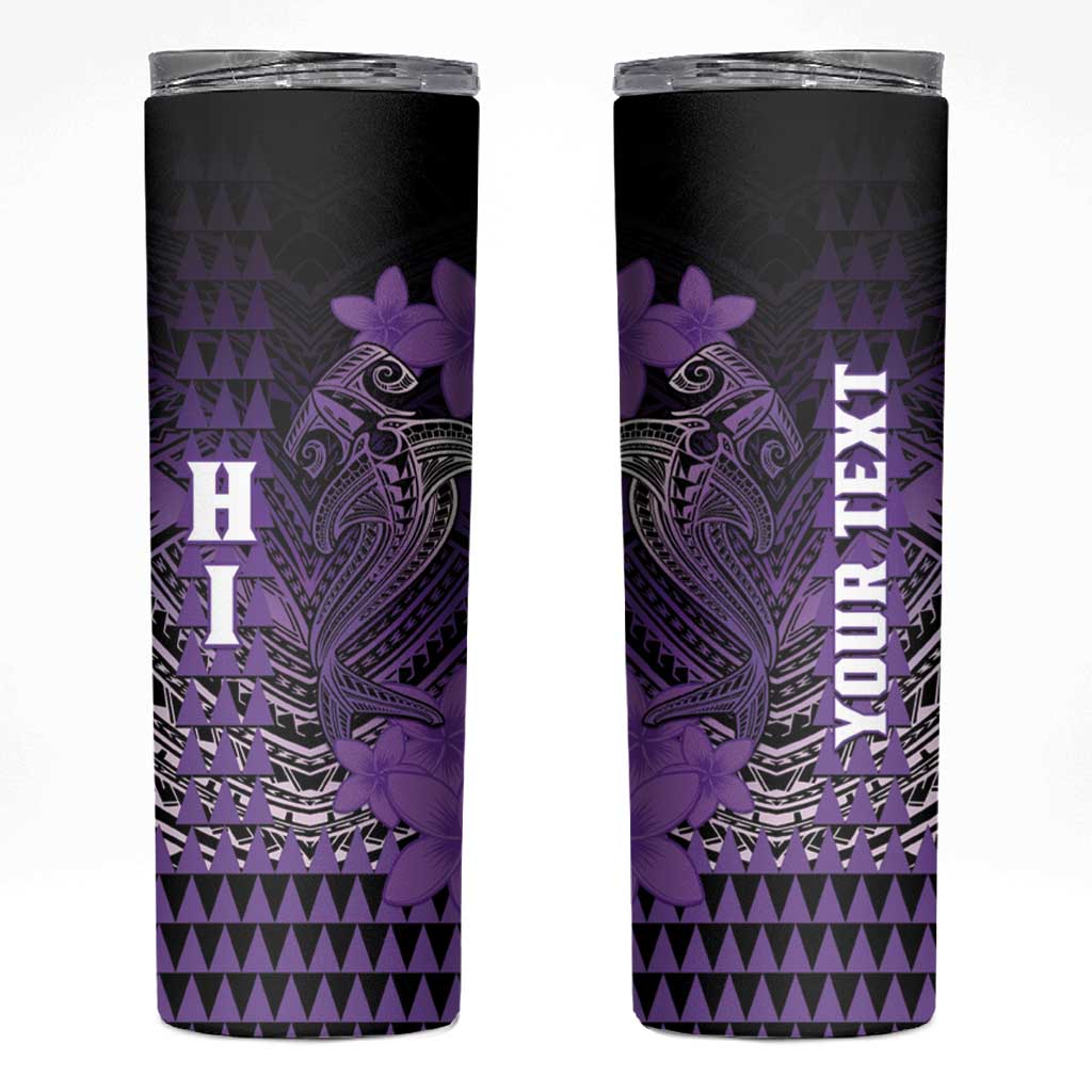 Personalized Hawaii Skinny Tumbler Hammerhead Shark Kakau Polynesian Tribal Purple LT05 Purple - Polynesian Pride