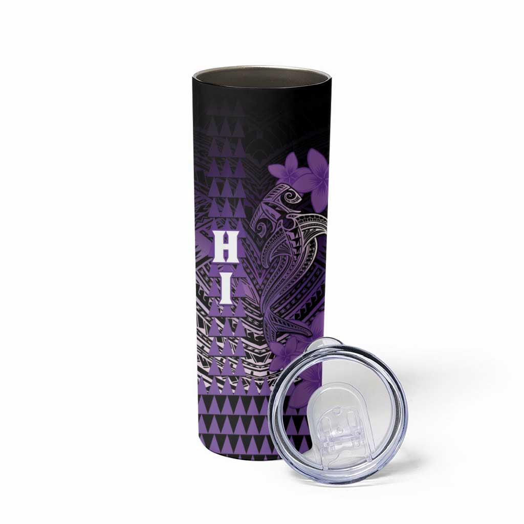 Personalized Hawaii Skinny Tumbler Hammerhead Shark Kakau Polynesian Tribal Purple LT05 - Polynesian Pride