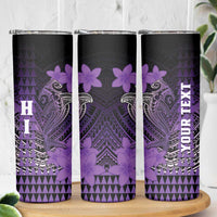 Personalized Hawaii Skinny Tumbler Hammerhead Shark Kakau Polynesian Tribal Purple LT05 - Polynesian Pride