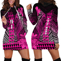 Personalized Hawaii Hoodie Dress Hammerhead Shark Kakau Polynesian Tribal Pink LT05 - Polynesian Pride