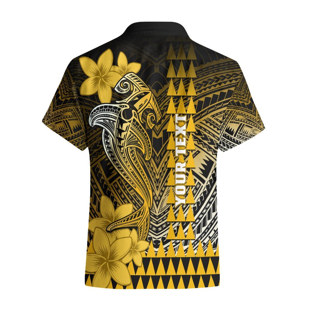 Personalized Hawaii Hawaiian Shirt Hammerhead Shark Kakau Polynesian Tribal Gold LT05 - Polynesian Pride