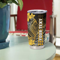 Personalized Hawaii Tumbler Cup Hammerhead Shark Kakau Polynesian Tribal Gold