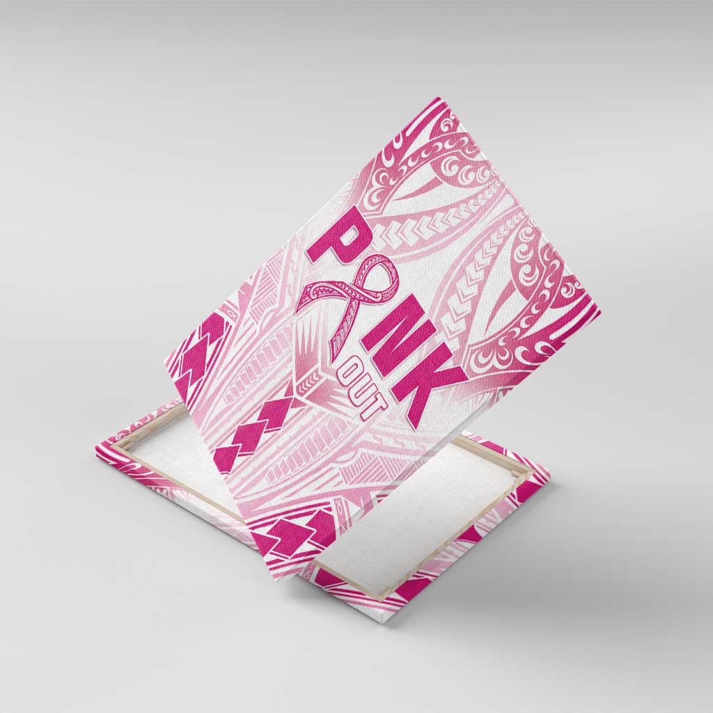 Breast Cancer Pink Out Canvas Wall Art Polynesian Art Tattoo White Version