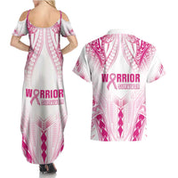 Breast Cancer Pink Out Couples Matching Summer Maxi Dress and Hawaiian Shirt Polynesian Art Tattoo White Version LT05 - Polynesian Pride