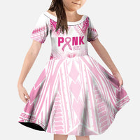 Breast Cancer Pink Out Family Matching Long Sleeve Bodycon Dress and Hawaiian Shirt Polynesian Art Tattoo White Version LT05 Daughter's Dress White - Polynesian Pride