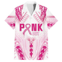 Breast Cancer Pink Out Family Matching Off The Shoulder Long Sleeve Dress and Hawaiian Shirt Polynesian Art Tattoo White Version LT05 Dad's Shirt - Short Sleeve White - Polynesian Pride