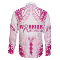 Breast Cancer Pink Out Family Matching Off The Shoulder Long Sleeve Dress and Hawaiian Shirt Polynesian Art Tattoo White Version LT05 - Polynesian Pride
