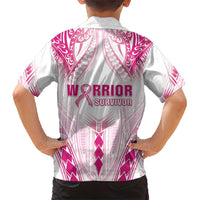 Breast Cancer Pink Out Family Matching Short Sleeve Bodycon Dress and Hawaiian Shirt Polynesian Art Tattoo White Version LT05 - Polynesian Pride