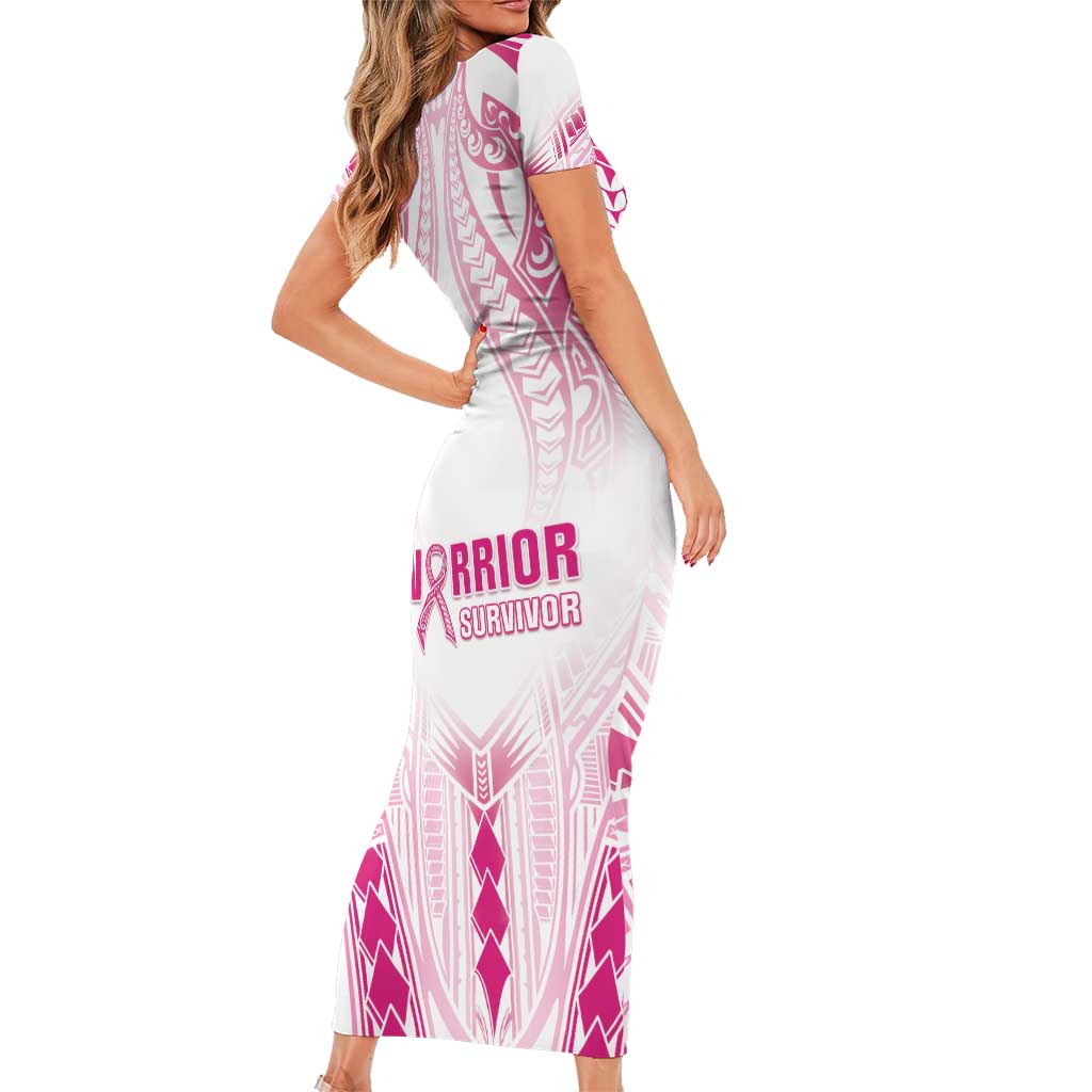Breast Cancer Pink Out Family Matching Short Sleeve Bodycon Dress and Hawaiian Shirt Polynesian Art Tattoo White Version LT05 - Polynesian Pride