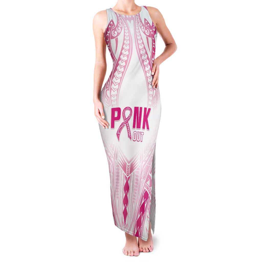 Breast Cancer Pink Out Family Matching Tank Maxi Dress and Hawaiian Shirt Polynesian Art Tattoo White Version LT05 Mom's Dress White - Polynesian Pride