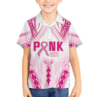 Breast Cancer Pink Out Family Matching Tank Maxi Dress and Hawaiian Shirt Polynesian Art Tattoo White Version LT05 Son's Shirt White - Polynesian Pride