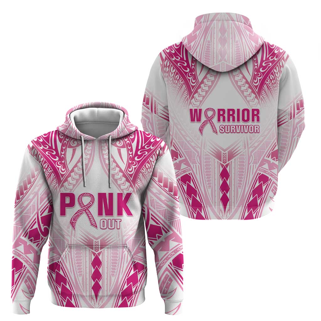 Breast Cancer Pink Out Hoodie Polynesian Art Tattoo White Version LT05 - Polynesian Pride