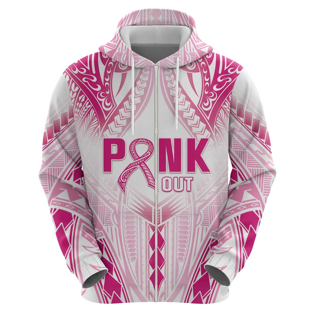 Breast Cancer Pink Out Hoodie Polynesian Art Tattoo White Version LT05 - Polynesian Pride