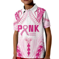 Breast Cancer Pink Out Kid Polo Shirt Polynesian Art Tattoo White Version LT05 Kid White - Polynesian Pride