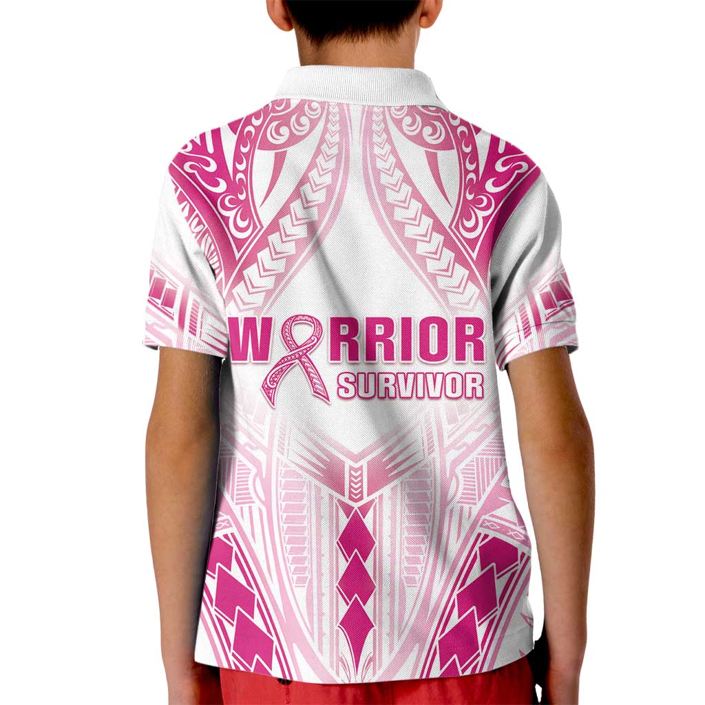 Breast Cancer Pink Out Kid Polo Shirt Polynesian Art Tattoo White Version LT05 - Polynesian Pride