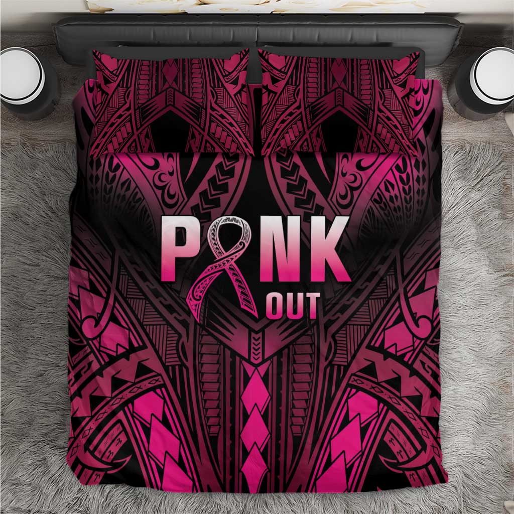Breast Cancer Pink Out Bedding Set Polynesian Art Tattoo Black Version LT05 Black - Polynesian Pride