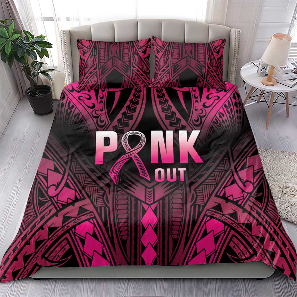 Breast Cancer Pink Out Bedding Set Polynesian Art Tattoo Black Version LT05 - Polynesian Pride