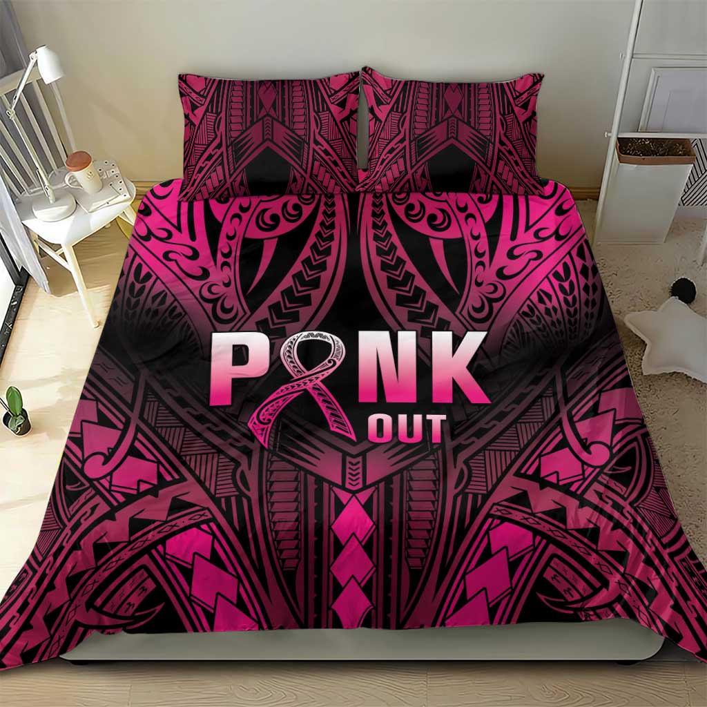 Breast Cancer Pink Out Bedding Set Polynesian Art Tattoo Black Version LT05 - Polynesian Pride