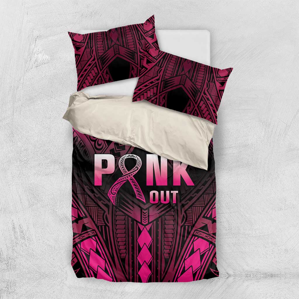 Breast Cancer Pink Out Bedding Set Polynesian Art Tattoo Black Version LT05 US Twin 172cm x 218cm Black - Polynesian Pride
