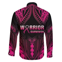 Breast Cancer Pink Out Family Matching Off The Shoulder Long Sleeve Dress and Hawaiian Shirt Polynesian Art Tattoo Black Version LT05 - Polynesian Pride