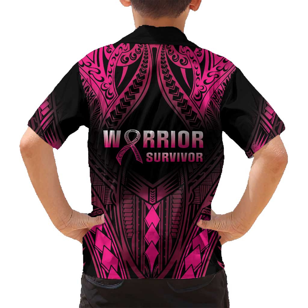 Breast Cancer Pink Out Family Matching Summer Maxi Dress and Hawaiian Shirt Polynesian Art Tattoo Black Version LT05 - Polynesian Pride